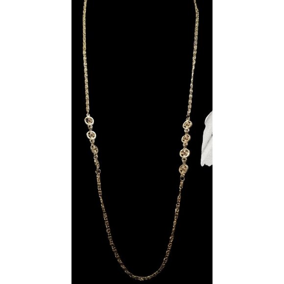 Classic Snail Chain Gold Tone With Floral Charm Accents - Picture 3 of 6